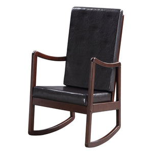 English Elm Dark Brown Faux Leather Rocking Chair with Removable Cushions, Espresso Frame, Modern Comfort (94) B062P184513
