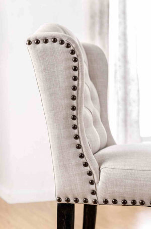 English Elm Rustic 2Pc Counter Height Chair Set - Distressed Antique Black & Beige Wingback Dining Comfort B2741P408895-GIGA