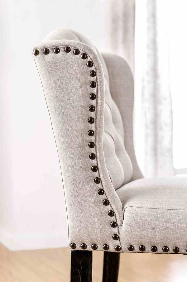 English Elm Rustic 2Pc Counter Height Chair Set - Distressed Antique Black & Beige Wingback Dining Comfort B2741P408895-GIGA