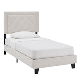 Homelegance By Top-Line Terrell Black Finish Frame with Velvet Fabric Platform Twin Bed Cream Velvet