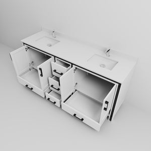 English Elm White Double Bath Vanity With White Quartz Top & Faucet Set - Stylish Storage & Easy Maintenance B2731P260645-GIGA