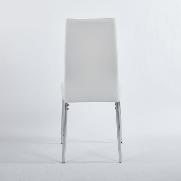 English Elm Chair Chair Set Of 4 With Chrome Legs And White Seats – Modern, Durable Design For Stylish Dining Spaces W234P302682