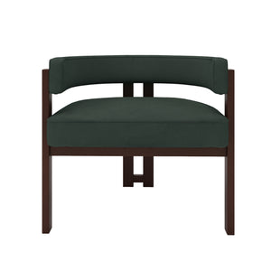 English Elm Modern Chenille Barrel Dining Chair with Padded Foam Seat, Sturdy Metal Legs, 300lb Capacity, Versatile Accent Emerald W395P233455