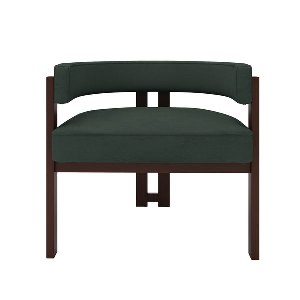 English Elm Modern Chenille Barrel Dining Chair with Padded Foam Seat, Sturdy Metal Legs, 300lb Capacity, Versatile Accent Emerald W395P233455