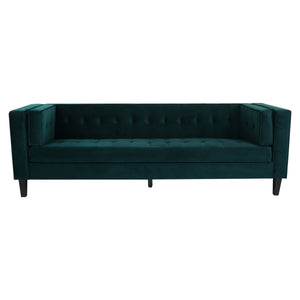 English Elm Christopher Knight Home® - 3-Seater Elegant Tufted Velvet Sofa with Solid Eucalyptus Frame, High-Density Foam Cushions and Dark Wood Legs Frosty Green N765P165496