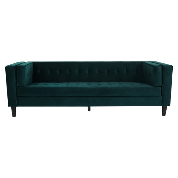 English Elm Christopher Knight Home® - 3-Seater Elegant Tufted Velvet Sofa with Solid Eucalyptus Frame, High-Density Foam Cushions and Dark Wood Legs Frosty Green N765P165496