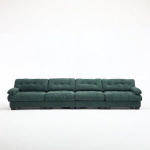 English Elm Modular Cloud Sectional Sofa Flannelette Upholstered Deep Seat with Plush Round Armrests Green W2120S00043
