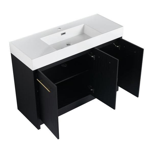 English Elm 48 Inch Freestanding Bathroom Vanity With Modern Resin Sink, Soft-Close Doors & Ample Storage Space W999S00180