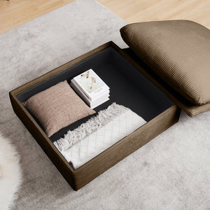 English Elm Corduroy Two-Seater Sofa With Storage Footrests - Versatile Modular Sectional For Modern Living W714S00658