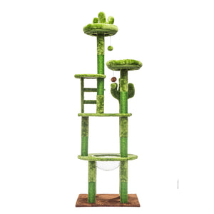 English Elm 72in Cactus Cat Tower Sisal Posts Plush Perches Capsule Pod Multi-level Climb Green W1578P447627