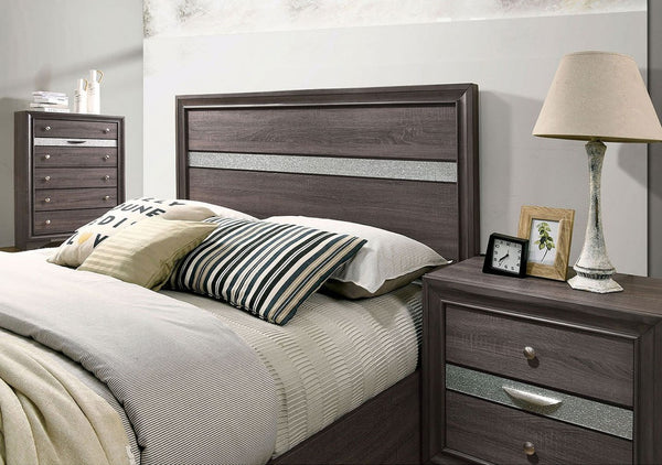 English Elm Contemporary Gray Panel Headboard Queen Bed Frame With Drawers - Chic Bedroom Storage Solution! B2741S00057