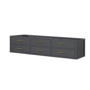 English Elm Black Double Bath Vanity - 80" Midcentury Modern Design With Ample Storage & Soft-Close Hardware B2731P258094