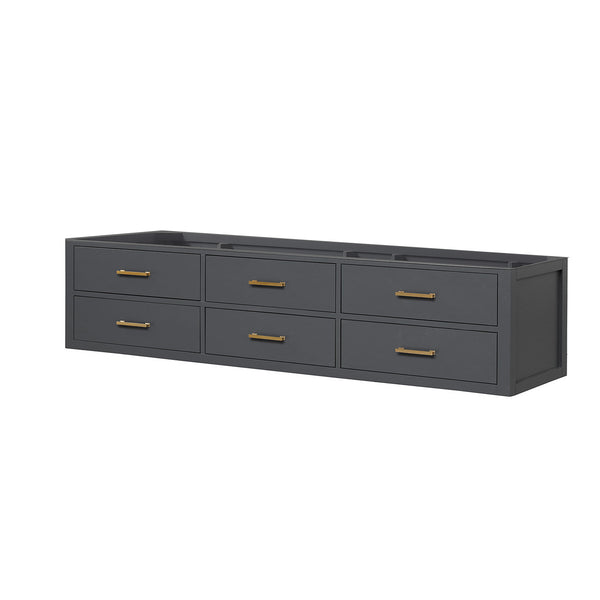 English Elm Black Double Bath Vanity - 80" Midcentury Modern Design With Ample Storage & Soft-Close Hardware B2731P258094