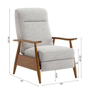 English Elm Tustin Wood Arm Push Back Recliner with Stain-Resistant Performance Fabric and Chestnut Legs, Cozy Comfort Beige B050P281018
