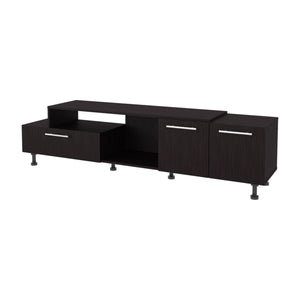 English Elm Wengue Entertainment Center with Deep Finish, Open Shelves & Dual Side Cabinets for Organized Living Room B062P290250