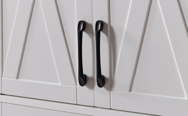 English Elm 61 modern TV cabinet with tempered glass accents, multifunctional storage console for living room White W1162P205096