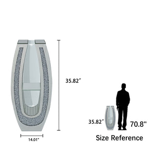 English Elm 35.82"u-shaped Tall Glass Floor Vase with Crystal Diamond Mosaic Silver Mirror Finish W3836P379832