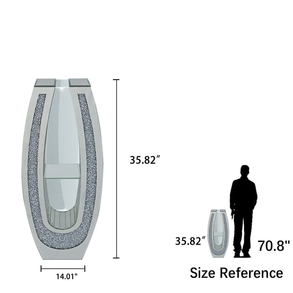 English Elm 35.82"u-shaped Tall Glass Floor Vase with Crystal Diamond Mosaic Silver Mirror Finish W3836P379832