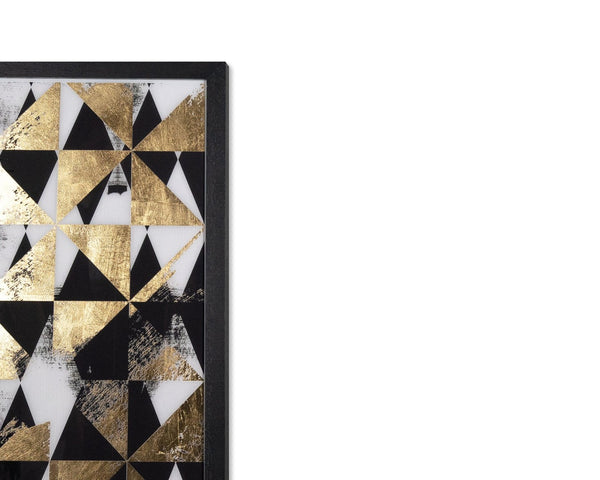 Sunpan OVERPRINT Diptych Set of 2 - 38" x 48" Modern Black Frame with Gold Leaf Accents for Luxe Decor A0320