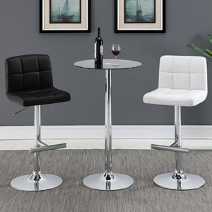 English Elm Lenny White Upholstered Adjustable Bar Stool Set of 2 — Plush Leatherette, Armless Comfort, Sleek Elegance B062P344919