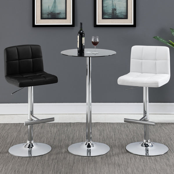 English Elm Lenny White Upholstered Adjustable Bar Stool Set of 2 — Plush Leatherette, Armless Comfort, Sleek Elegance B062P344919