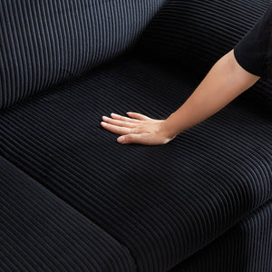 English Elm MH'' MH' 64.5 Inch Sleeper Sofa Bed with Corduroy Upholstery, Sturdy Wood & Iron Frame, 3-in-1 Convertible Comfort Black W1193S00125