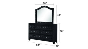 English Elm Encore Modern Style Black Upholstered King 5Pc Bedroom Set With Tufted Headboard & Storage Solutions B009S01693