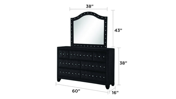 English Elm Encore Modern Style King 5Pc Bedroom Set With Tufted Upholstered Bed And Chic Black Wood Finish B009S01690