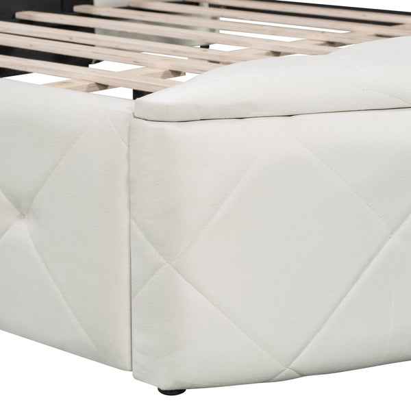 English Elm Upholstered Queen Platform Bed Velvet Wingback Storage Drawer with Side Stools LP100815AAA