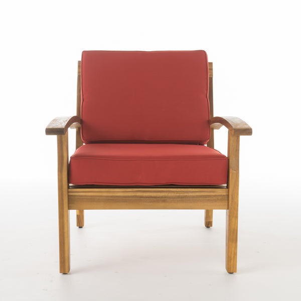 English Elm Christopher Knight Home® - Peyton Club Chair – Stylish Outdoor Seating With Plush Cushions, Durable Acacia Wood & Weather-Resistant Design 57973.00RED