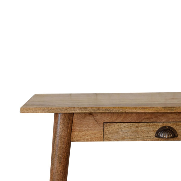 English Elm Solid Wood Mini Nordic Writing Desk - Compact Mango Design With 1 Drawer & Tapered Legs In Light Brown B182P280772-GIGA