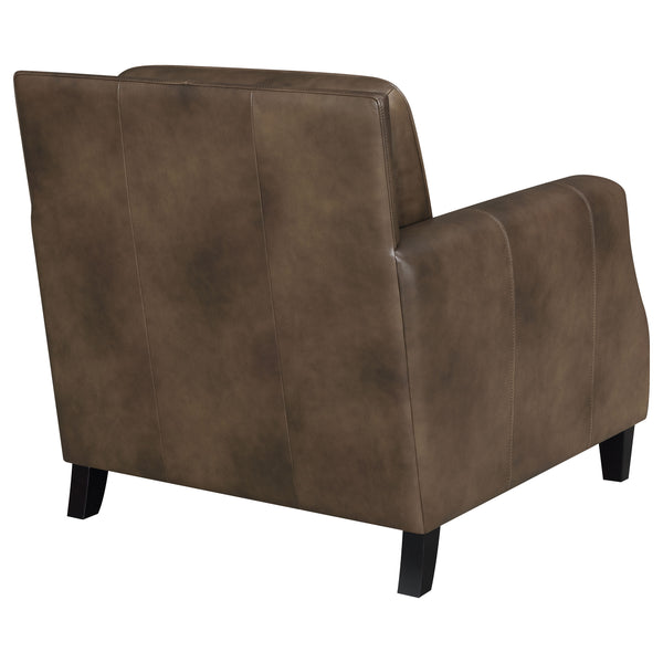English Elm Gunderson Brown Sugar Top-Grain Leather Arm Chair with Hammered Brass Nailhead Trim, Espresso Feet (35x35.5x38) B062P340745