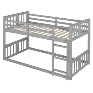 English Elm Twin Over Bunk Bed Solid Pine Frame Gray Finish with Guardrail for Kids N708P429640E