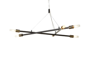 Sunpan KYLO Chandelier - Modern Minimalist Lighting with Black Metal & Brass Accents for Elegant Spaces 106788
