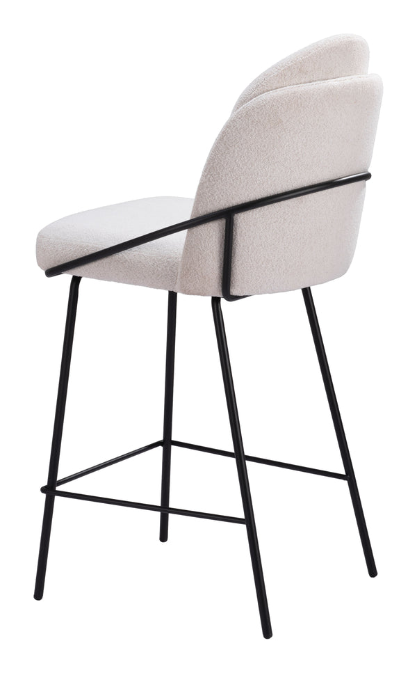 Zuo Modern Jambi Counter Stool Set Of 2 - Luxurious Teddy Fabric With Modern Glamour For Stylish Interiors White 100% Polyester,Plywood,Steel 109967-zuo-modern