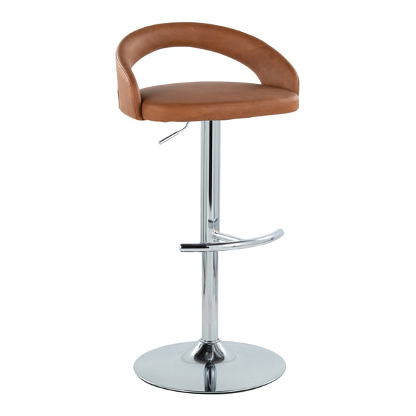 English Elm Adjustable Swivel Barstools Faux Leather Seats Polished Chrome Base Set of 3 B202S02046