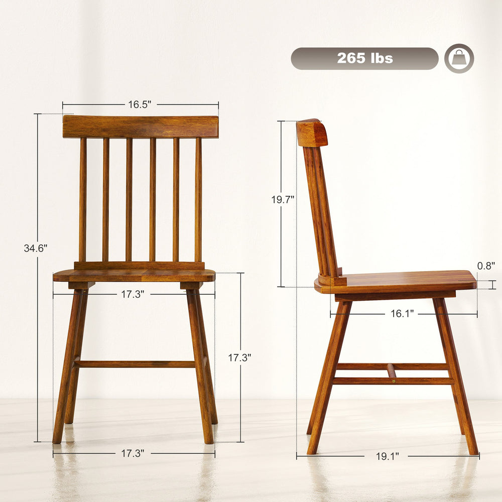 English Elm Wood Windsor Spindle Back Dining Chair Set of Four Solid Rubberwood Farmhouse Matte Black T3971P428193