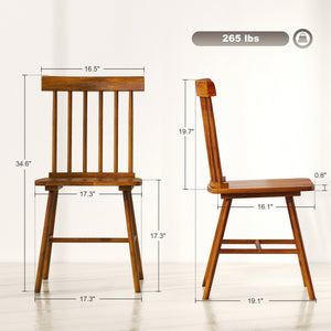 English Elm Wood Windsor Spindle Back Dining Chair Set of Four Solid Rubberwood Farmhouse Matte Black T3971P428193