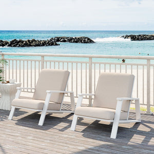 English Elm Christopher Knight Home® - Patio Lounge Chair Set Of 2 - Stylish White Acacia Wood Frame & Weather-Resistant Beige Cushions N779P291591W-2