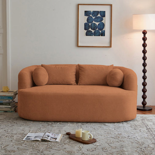English Elm Loveseat Chenille Upholstered Sofa Compact Foam Seating for Small Apartments and Dens Orange W5385P454893