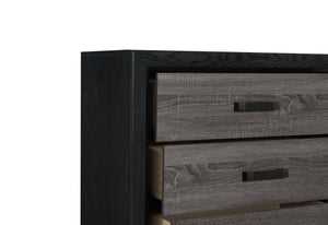 English Elm SOLUTO Five-Drawer Chest in Two-Tone Grey and Black Finish — Urban Farmhouse Solid Wood Design Black+ Gray 61.02 L x 19.69 W x 33.07 H B201P226199