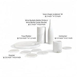 English Elm White Natural Marble Dining Room Accessories Set - Luxurious 10-Piece Collection For Elegant Tables W1696P262939-GIGA