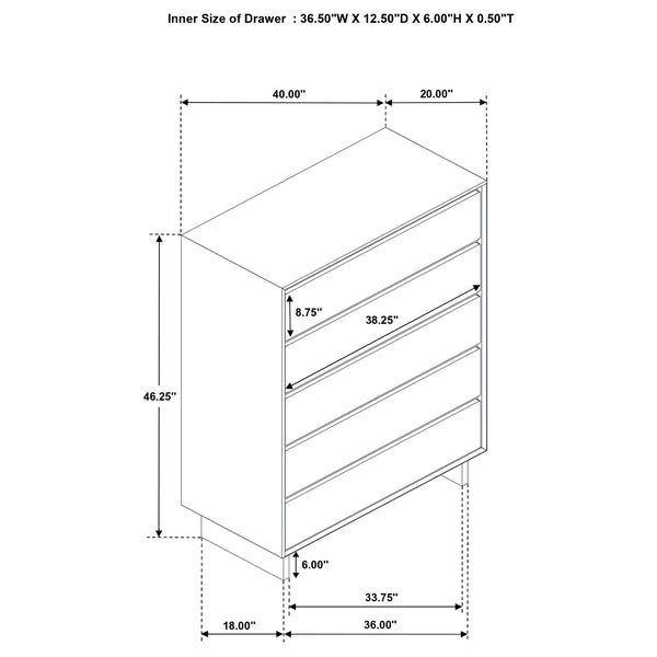 English Elm Hemlock Solid Wood 6-Drawer Dresser Cabinet with Sleek Fingertip Pulls and Spacious Organized Storage Dark Brown B062P378390