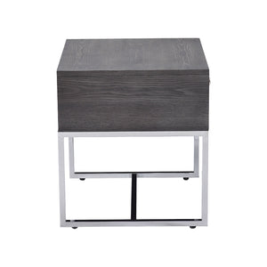 English Elm Rectangular Modern Coffee Table with Sleek Metal Sled Base, Wood Top for Chic Living Room Style Chrome,Gray B016P314031