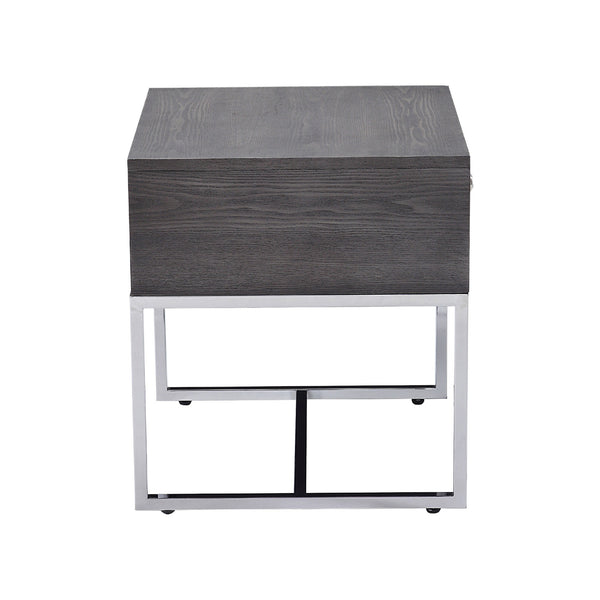 English Elm Rectangular Modern Coffee Table with Sleek Metal Sled Base, Wood Top for Chic Living Room Style Chrome,Gray B016P314031