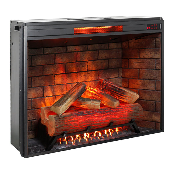 English Elm 33 Inch Infrared Quartz Electric Fireplace Insert with 3d Flame and Crackling Sound W1769P252988