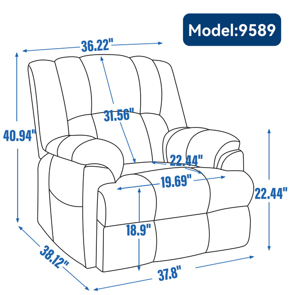 English Elm Dual Motor Power Lift Recliner Chenille Chair with Massage Heat and Infinite Positions Grey W3224P288492