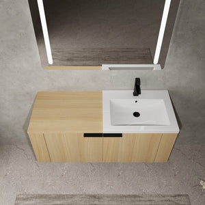 English Elm 48 Modern Bathroom Vanity Sink Combo with Soft-Close Doors, Engineered Wood, Spacious Storage, Easy Assembly Oak W1972S00013