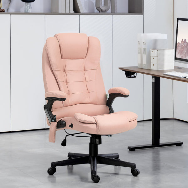 English Elm HOMCOM High-Back Executive Massage Chair with 6-Point Vibration, Lumbar Heat, Recline & Remote Pink W2225P250025