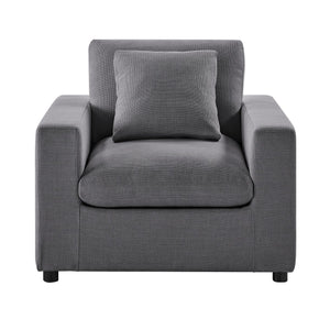 English Elm Cassandra Plush Modern Armchair with Down-Fiber Cushions, Removable Covers & Solid Wood Legs Charcoal B050P400268